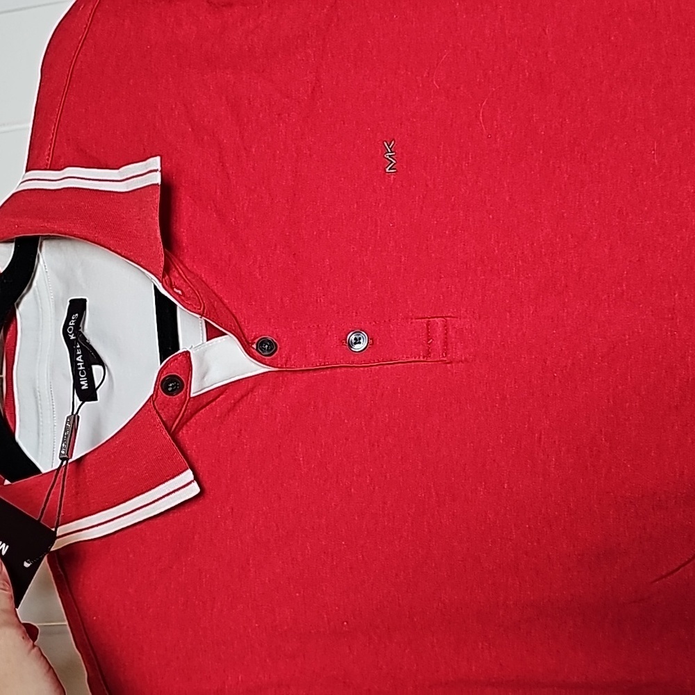 NWT Michael Kors L heathered red polo - Picture 3 of 7
